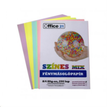 Fénymásolópapír Office 21 A/4 80g mix pasztell színek 5x50l 250l/cs