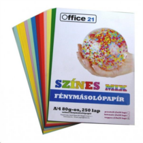 Fénymásolópapír Office 21 A/4 80g mix vegyes színek 10x25l 250l/cs