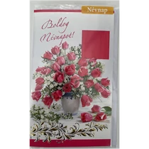 Képeslap 7 ARGUS 15-6463 Névnap női pink tulipán csokor