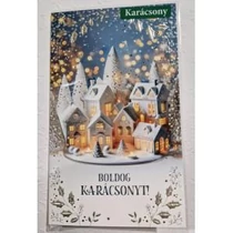 Képeslap 7 Argus karácsonyi 11-6557 Boldog karácsonyt! havas városka kék háttérrel