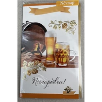 Képeslap 8 ARGUS 15-6425 Névnap férfi boroshordó és söröspohár KF.