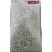 Képeslap 9 ARGUS 13-432B Gratulálunk zöld alapon 2 ezüst szív masnival