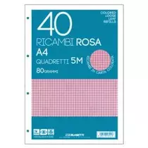 Pótbetét gyűrűskönyvbe BLASETTI Ricambi A/4 40lap rózsaszín, kockás 6511, 7805