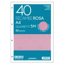 Pótbetét gyűrűskönyvbe BLASETTI Ricambi A/4 40lap rózsaszín, kockás  6511