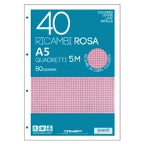 Pótbetét gyűrűskönyvbe BLASETTI Ricambi A/5 40lap rózsaszín, kockás  6785