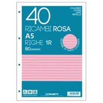 Pótbetét gyűrűskönyvbe BLASETTI Ricambi A/5 40lap rózsaszín, vonalas  6786