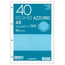 Pótbetét gyűrűskönyvbe BLASETTI Ricambi A/5 40lap kék, kockás  6788