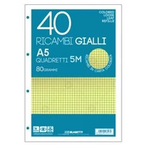 Pótbetét gyűrűskönyvbe BLASETTI Ricambi A/5 40lap sárga, kockás  6791