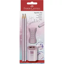 Faber-Castell grafitceruza szett 2db-os SPARKLE metál rózsaszín + RollOn radír + hegyező