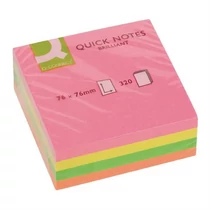 Öntapadós jegyzettömb 76x76mm 320lap neon Q-CONNECT KF01348