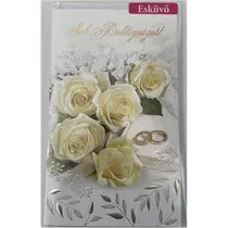 Képeslap Argus 6-os esküvő sok boldogságot fehér rózsa