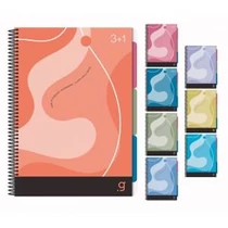 Spirálfüzet GIPTA Geo A/4 PP borítással 140 lapos 3+1 kockás-vonalas 6961