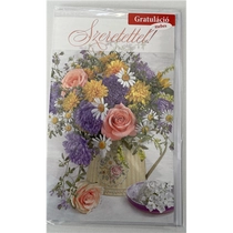 Képeslap ARGUS 10-es gratuláció zsebes virágcsokor