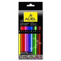 Színes ceruza 12/klt ADEL hatszögletes fekete fa/színes test  2312