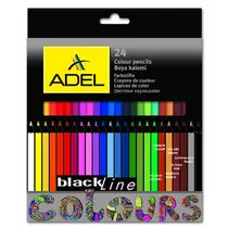 Színes ceruza 24/klt ADEL hatszögletes fekete fa/színes test  2362