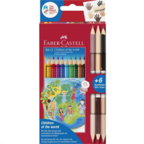 FC-Színes ceruza készlet   10+3db Grip + bicolor (6 bőrszín) "A világ gyermekei"