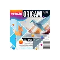 Origamipapír, 20x20 cm, 10 lapos, 80g, vegyes színek, Nebulo (50)