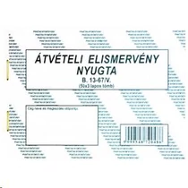 Átvételi elismervény-nyugta A/6 PR. 50x3 fekvő B.13-67/V