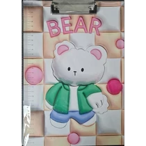 Felírótábla A/4 vonalzóval mintás Bear