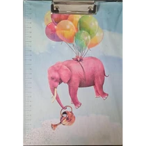 Felírótábla a/4 vonalzóval mintás  Elefánt lufival