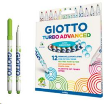 Filckészlet Giotto Turbo Color 12-es SUPER ADVANCED szuper könnyen kimosható