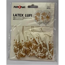 Latex lufi flitteres rózsa mintás 30 cm 5db/cs