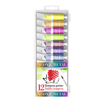 ICO SÜNI TEMPERA/12 TUBUSOS METÁL ÉS NEON SZÍNEK (8 METÁL, 4 NEON) 12 ML/TUBUS