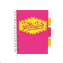 Spirálfüzet, A5, kockás, 100 lap, PUKKA PAD "Neon project book", rózsaszín