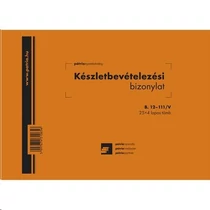 Készletbevételezési bizonylat tömb 8 tételes 25x4l A/5 fekvő