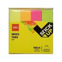 Jelölőcímke, papír, 4x100 lap, 76x19 mm, DELI "Stick UP", neon szín