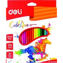 Színesceruza készlet, háromszögletű, DELI "ColoRun", 24 különböző szín