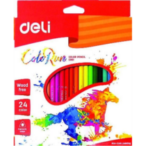 Színes ceruzakészlet, háromszögletű, DELI "Color Run", 24 különböző szín