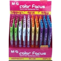 Golyóstoll M&G Color Focus kék tinta, ABP84371, 50 db/disp.