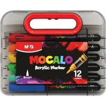 Akril marker-filc  készlet, ecsetvégű M&G "Mocalo" 12 szín