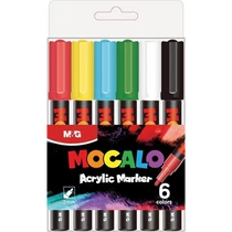 Akril marker-filc  készlet M&G "Mocalo" 6 szín 