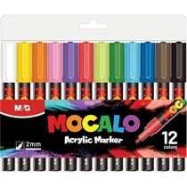 Akril marker-filc  készlet M&G "Mocalo" 12 szín 