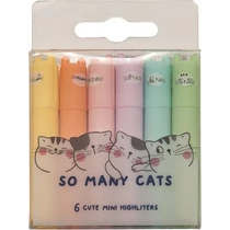 Szövegkiemelő készlet 1-4 mm M&G "So Many Cats" 6 pasztell szín