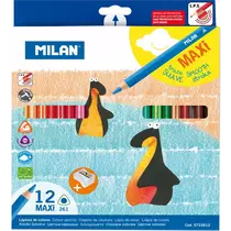 Ceruza színes Milan 12-es 261 maxi háromszögletű, 261, 0722612 ajándék hegyező
