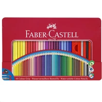 Színesceruza-készlet 48db-os háromszögletű GRIP + kiegészítők fém dobozban (48db alap szín +1db ecset +1db Grip grafitceruza +1db hegyező)