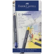Színesceruza-készlet 12db-os hengeres test GOLDFABER fém dobozban