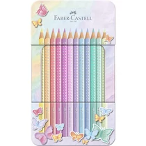 Színesceruza-készlet 12db-os háromszögletű SPARKLE pasztell fém dobozban