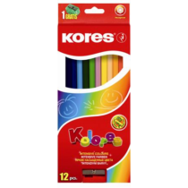 Színes ceruza készlet, hatszögletű, KORES "Hexagonal", 12 különböző szín