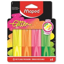 "Szövegkiemelő készlet, 1-5 mm, MAPED ""Glitter Fluo Peps"", vegyes fluoreszkáló színek"