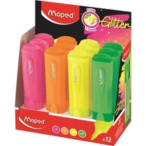 "Szövegkiemelő display, 1-5 mm, MAPED ""Glitter Fluo Peps"", vegyes fluoreszkáló színek"