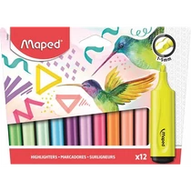 Szövegkiemelő készlet, 1-5 mm, MAPED "Fluo Peps Assorted", 12 különböző szín