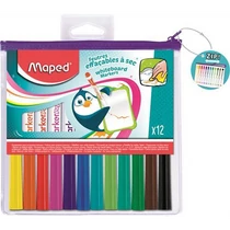 Táblamarker készlet, 1,5 mm, kimosható, fehértáblához, MAPED "Marker`Peps", 12 különböző szín