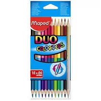 Színes ceruza készlet, kétvégű, háromszögletű, MAPED "Color`Peps Duo", 24 különböző szín