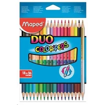 Színes ceruza készlet, háromszögletű, kétvégű, MAPED "Color`Peps Duo", 36 különböző szín