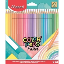 Színes ceruza készlet, háromszögletű, MAPED "Color`Peps Pastel", 24 különböző pasztell szín