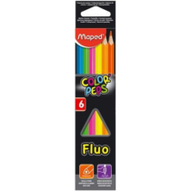 Színes ceruza készlet, háromszögletű, MAPED "Color`Peps Star Fluo", 6 különböző szín